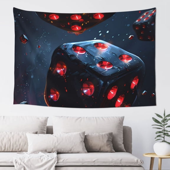 Xecao Cosmic Red Sparkle Dice Print Tapestry, Wall Hanging Room Funny Decor, Backdrop Room Decor for Bedroom Living Room dormitory