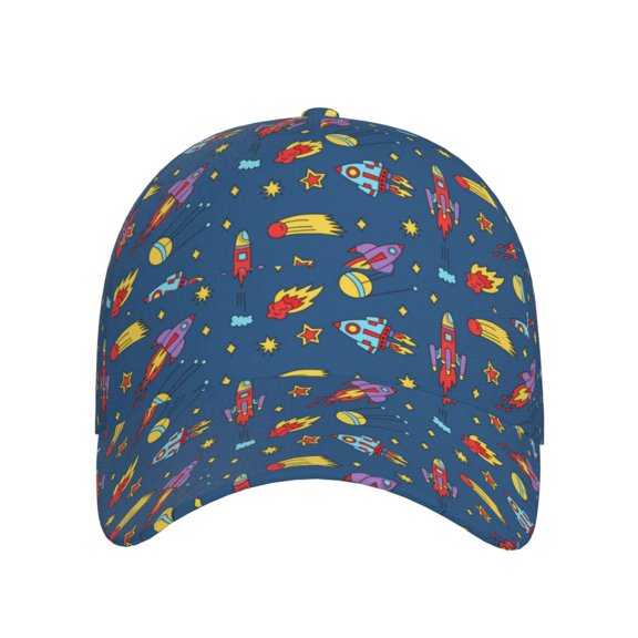 Xecao Cosmos Rockets for Baseball Cap: Unisex, crafted from classic polyester twill fabric, featuring a soft unconstructed design