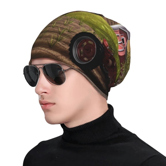 Xecao Country Farm Morning Rooster Print Beanie Knitted Hat for Men Women, Winter Fashion Knit Cuffed Caps Unisex