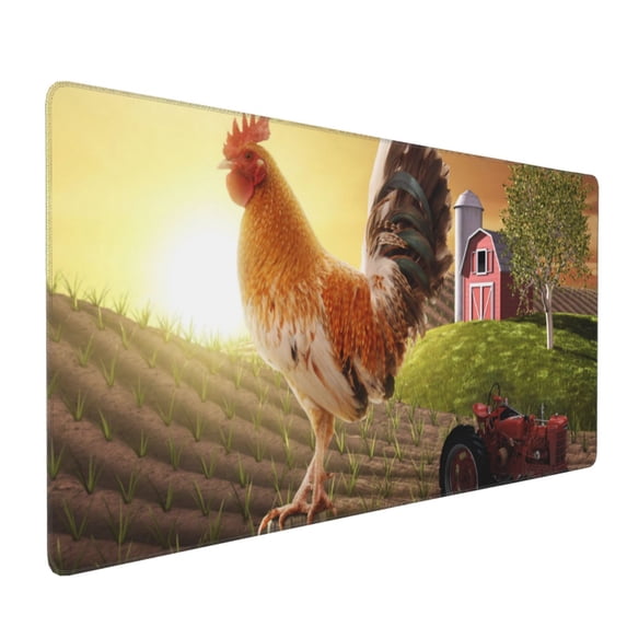 Xecao Country Farm Morning Rooster Print Large Mouse Pad, 16x35.5in Mousepad, Professional Non-Slip Rubber Base Big Mouse Pad, Mouse Pad for Gaming & Office Full Desk Mouse Pad