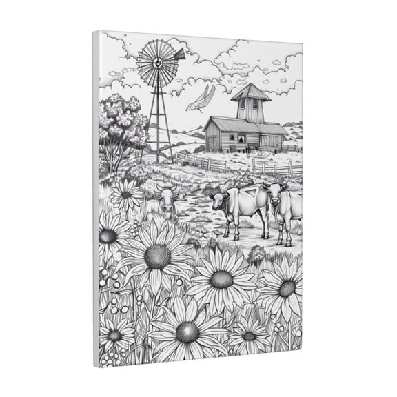 Xecao Country Farm Scene for Ready-to-Hang Canvas Art 12x16 Inches - Waterproof HD Print Solid Wood Frame for Gifting,Vertical