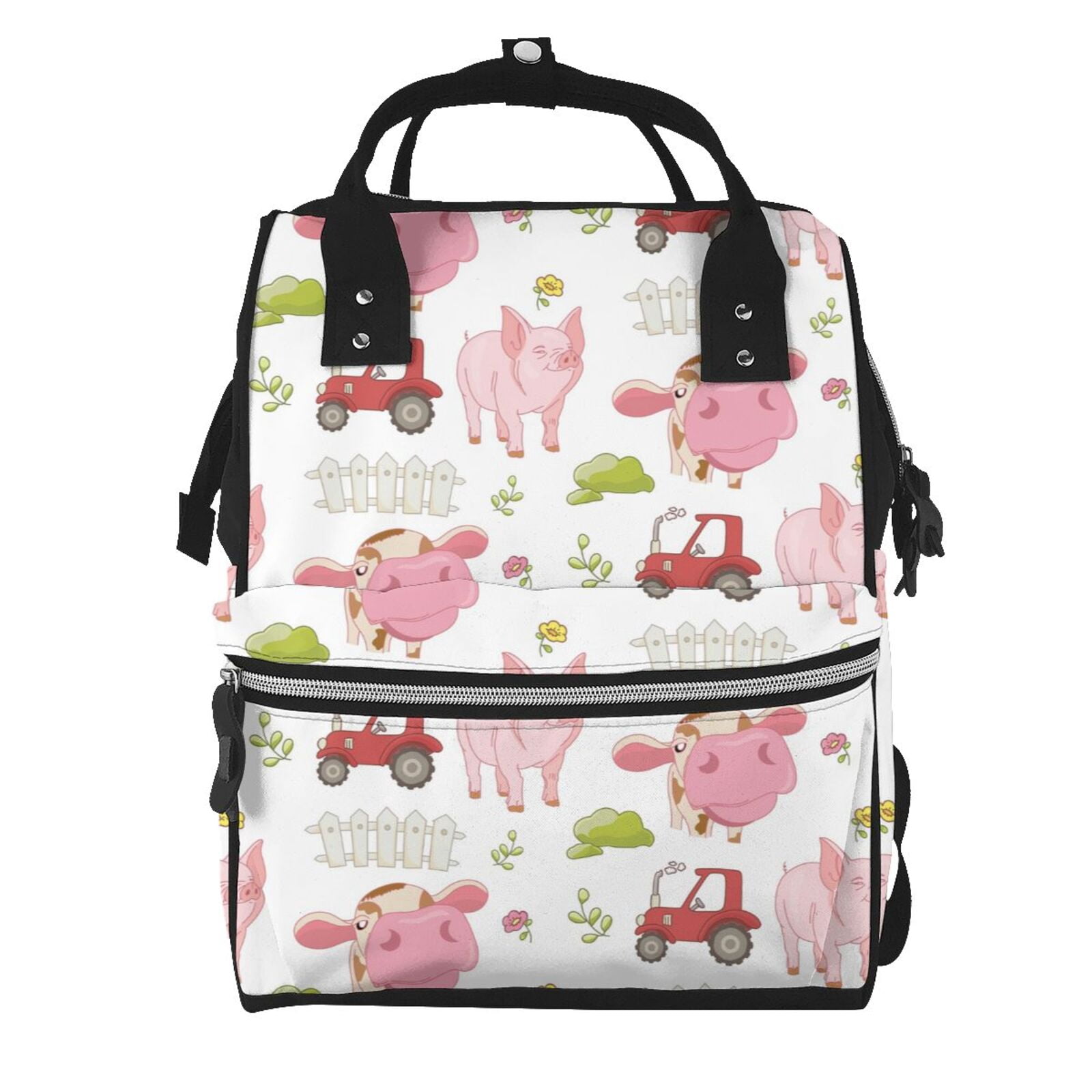 Xecao Cow And Pig print Large Capacity Nappy Bag is a multi-functional waterproof travel backpack, perfect as a nursing bag or mummy backpack for women