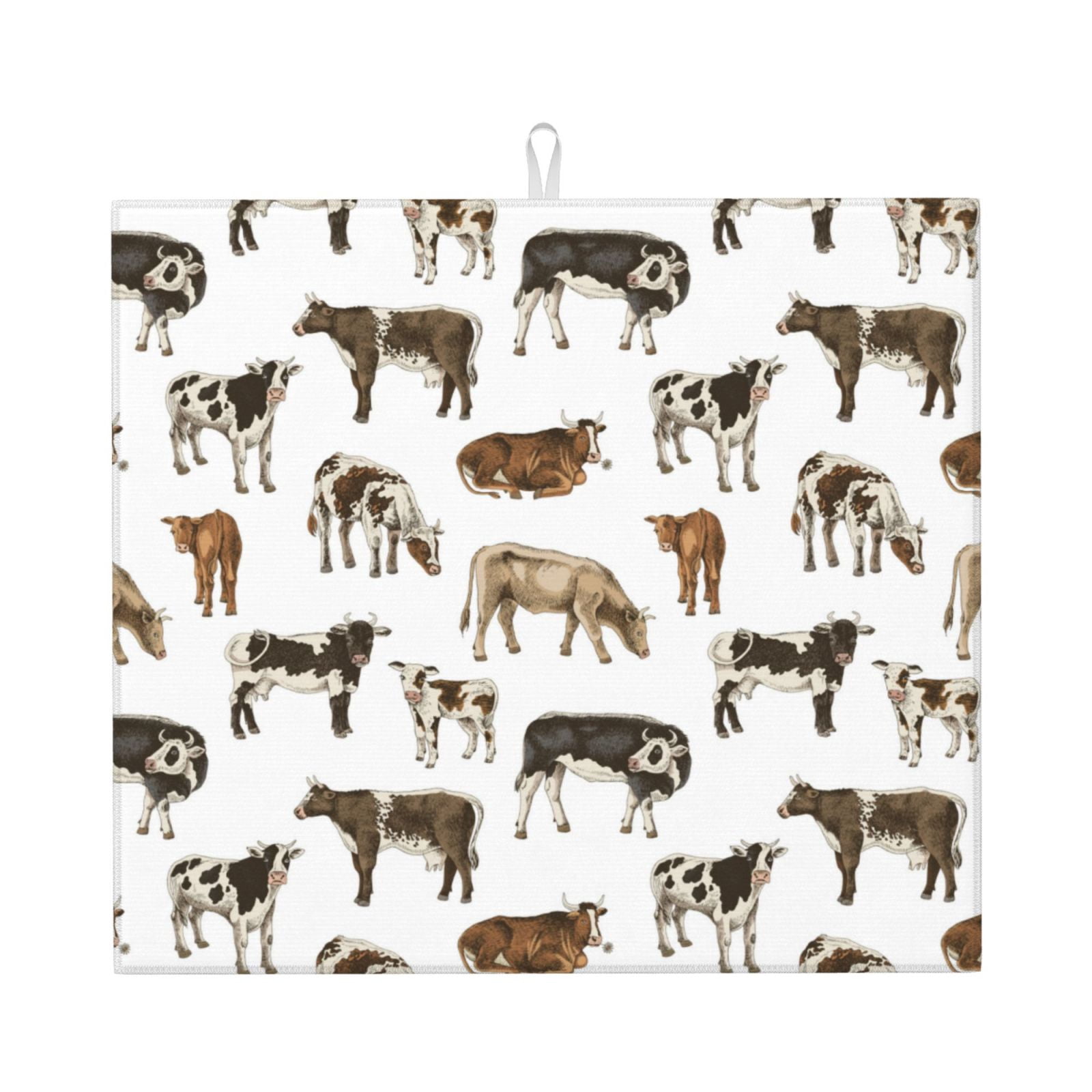 Xecao Cow Print Dish Drying Mat for Kitchen Counter,Absorbent Coffee ...