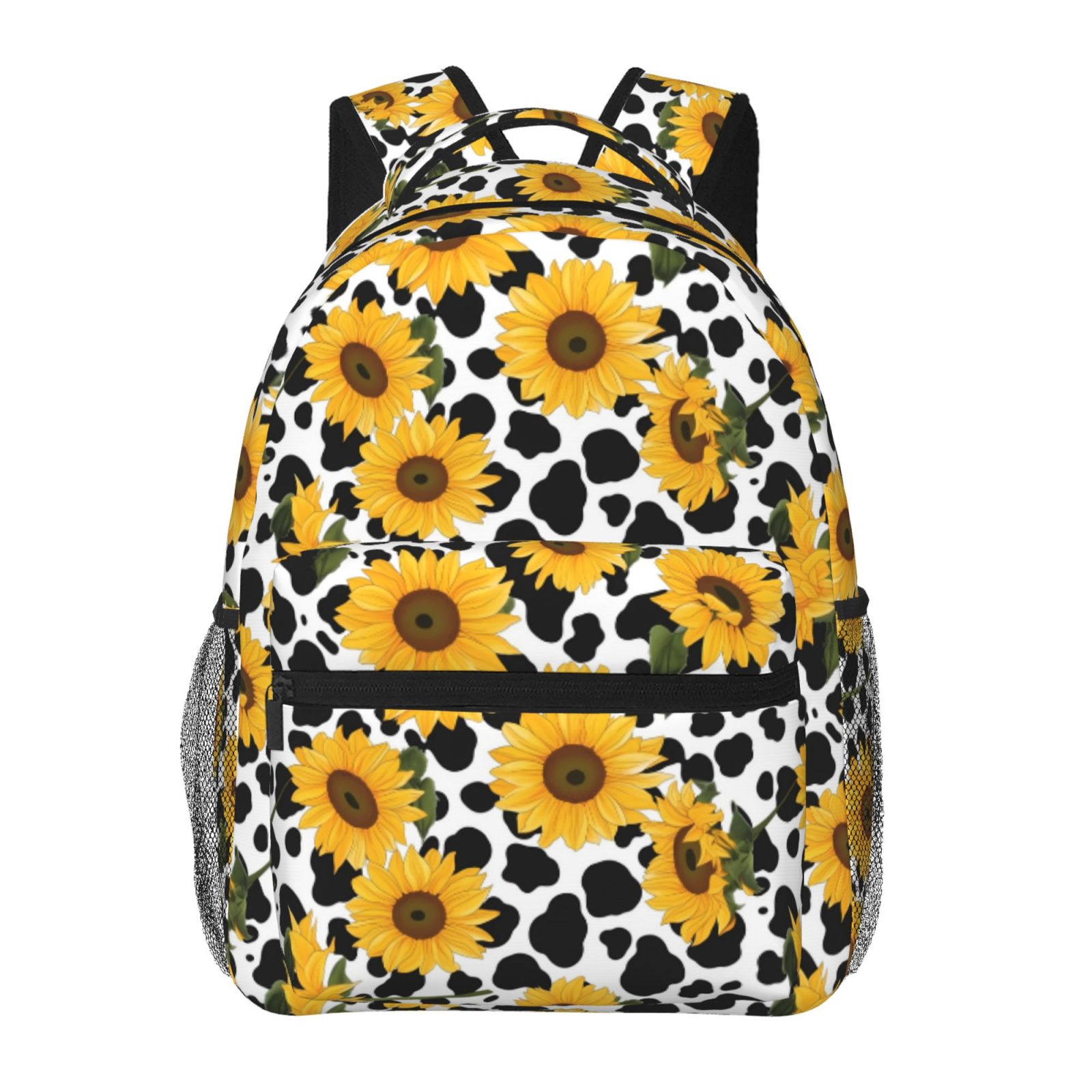 Xecao Cow Print Sunflower Backpack, a stylish and functional choice for both men and women, is the perfect basic bookbag for college, work, or travel