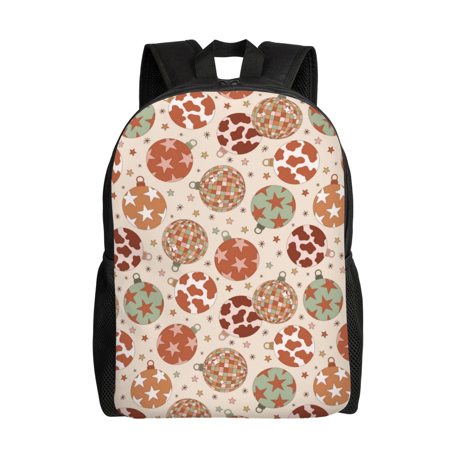 Xecao Cow Spots And Disco Ball Print School Backpack with Laptop Compartment Small Travel Laptop Backpack for Women Men Waterproof College Backpack Simple School Bag