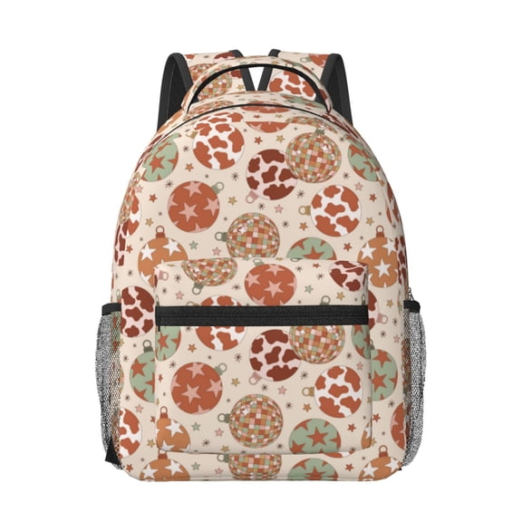 Xecao Cow Spots And Disco Ball Travel Backpack: A spacious, stylish computer backpack ideal for men and women, perfect for college, school, or daily travels