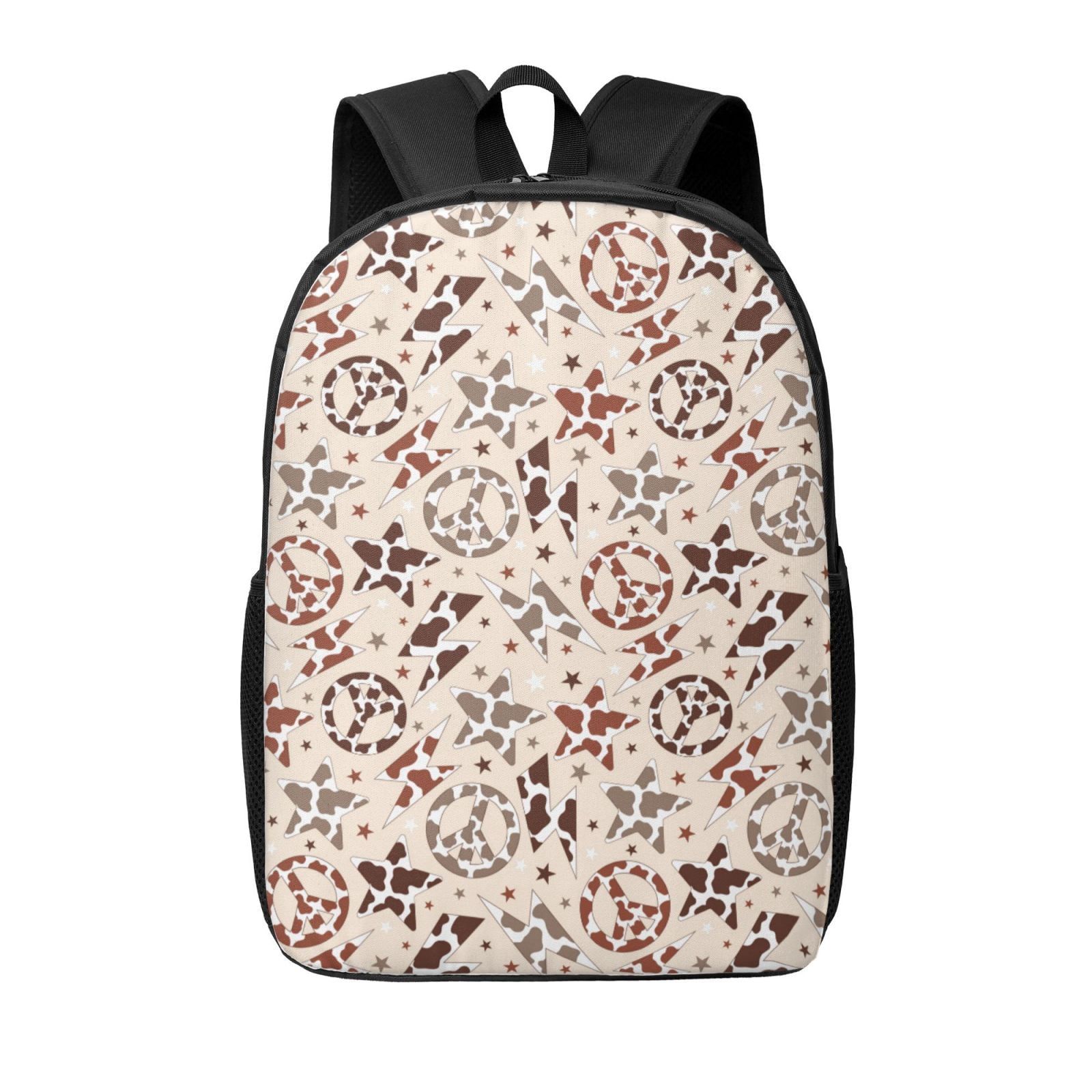 Xecao Cow Spots And Peace print Travel Backpack, Large Computer Backpack for Men Women, College School Rucksack Book Bag