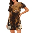 thumbnail image 1 of Xecao Cow With Butterflies Lilies for Women's Loose Nightgown Sleepwear Short Sleeves Shirt Casual Print Sleepdress, 1 of 6