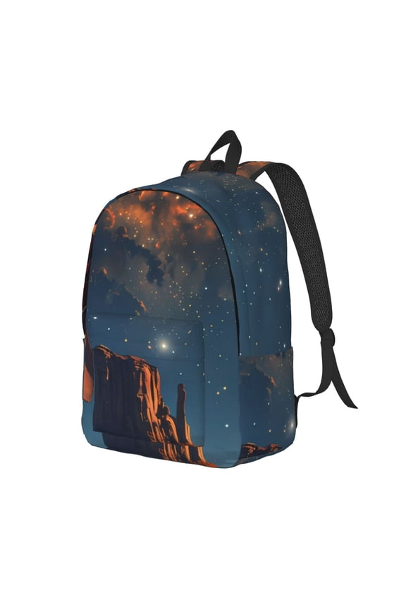 Cowboy Boots Under Starry Sky for Canvas College Laptop Backpack, a Durable Rucksack for Both Men and Women, ideal for travel, school, and daily use Bag-Small