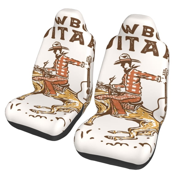 Xecao Cowboy Rodeo Guitar Print Car Seat Cover in That Fits Most Cars, Vans, SUVs, and Trucks.