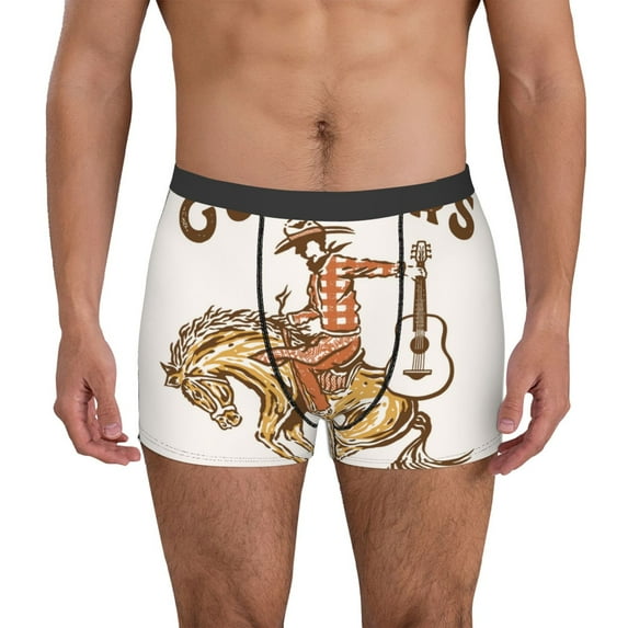 Xecao Cowboy Rodeo Guitar Print Men's Underwear Boxer Briefs,Breathable Choice for Men's Underwear-XX-Large