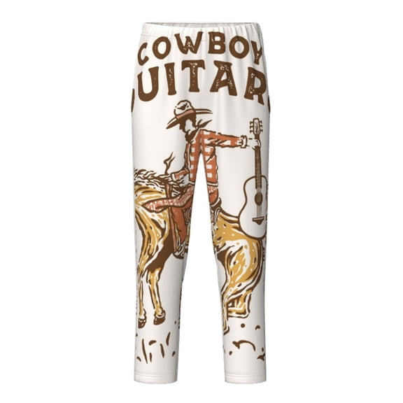 Xecao Cowboy Rodeo Guitar Print Teenagers' Pajama Pants Long Sleep Pants Soft Elastic Waist Pajama Bottoms Elastic waist with 2 Pockets 5-16 Years-Medium