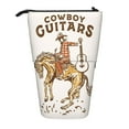 thumbnail image 1 of Xecao Cowboy Rodeo Guitar Print Telescopic Pencil Bag Pen Holder Pop Up Stationery Case Stand-up Retractable Transformer Bag Standing Organizer, 1 of 6
