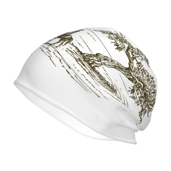 Xecao Cowboys Riding A Horse Near A Tree Print Knit Hat,Winter Beanie for Men Women, Beanie Soft Warm Ski Stocking Cuffed Cap