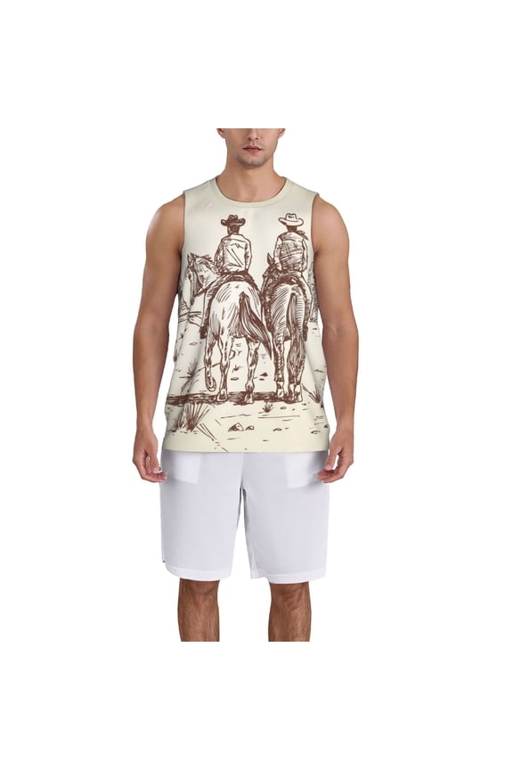 Cowboys Riding Horses print basketball shirt for both men and women, a unisex basketball jersey perfect for theme parties-Small