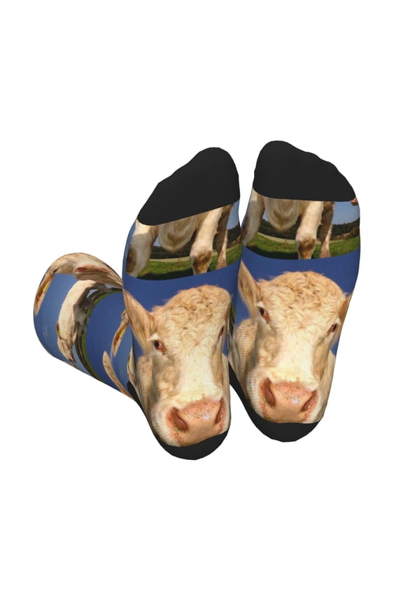 Cows Cattles Print Crew Socks for Men and Women, Men's Soft Moisture-wicking Sock