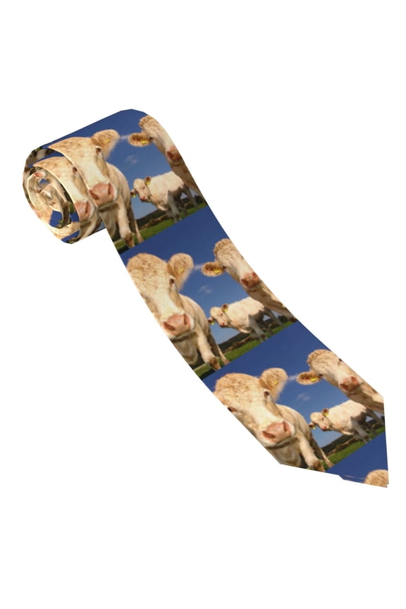 Cows Cattles Print Tie For Men Necktie Woven Jacquard Neck Ties,Classic Men's Tie