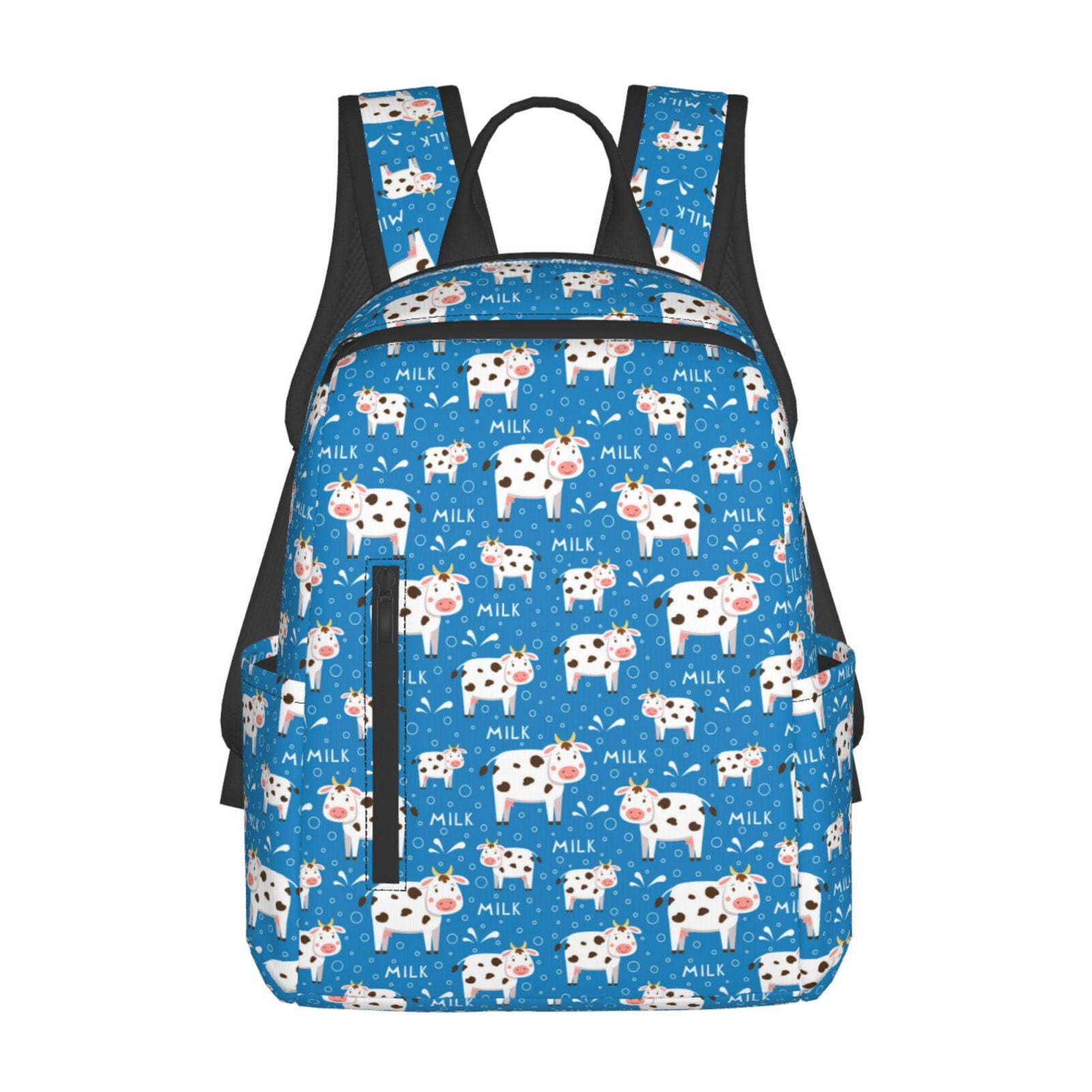 Xecao Cows Milk print Backpack For women men Aesthetic Lightweight Travel Daypack Simple Cute Backpack For Bookbag