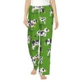 thumbnail image 1 of Xecao Cows With Calfs Green Women's Straight Lounge Pajama Pants: The Epitome of Relaxed Sleepwear, 1 of 9