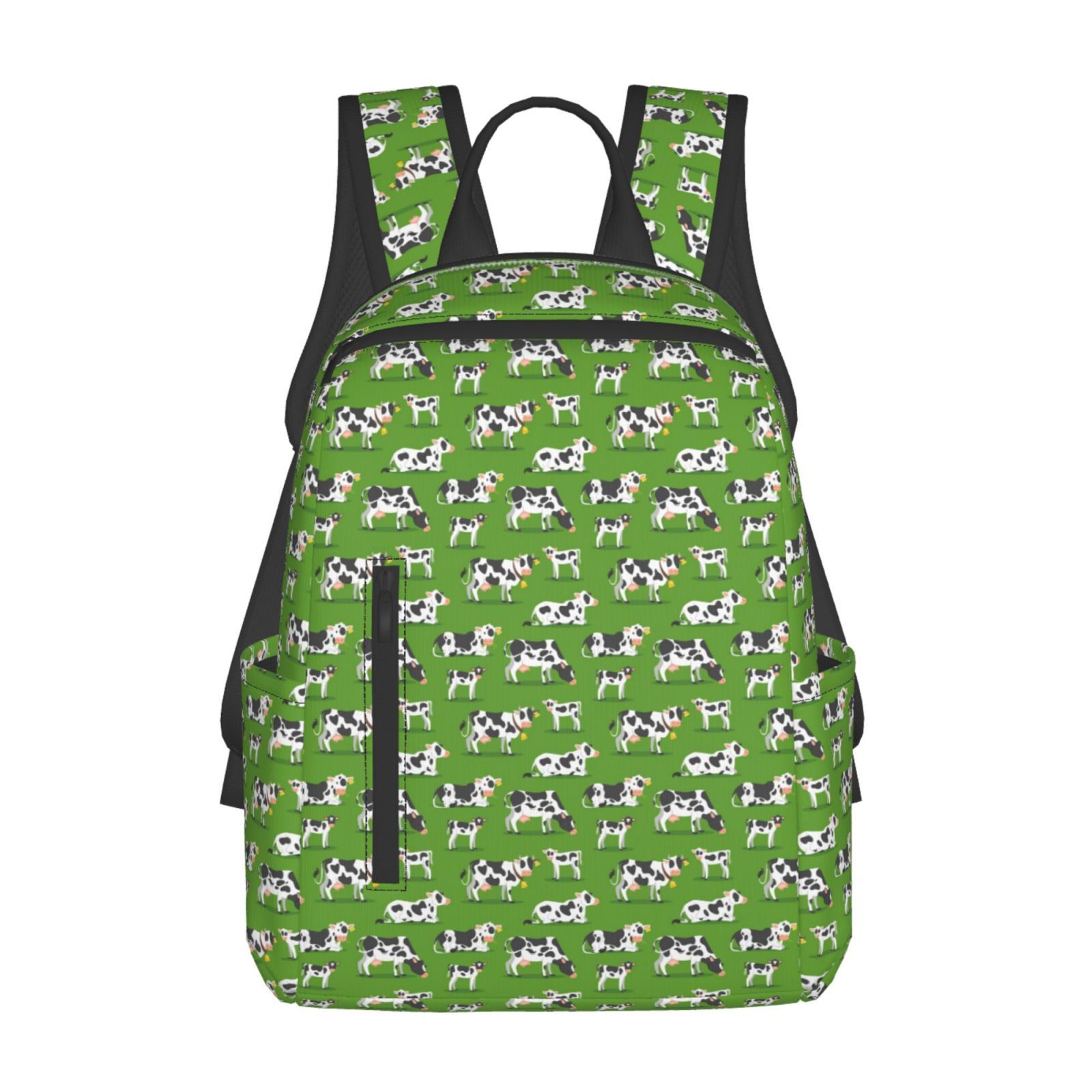 Xecao Cows With Calfs Green print Backpack For women men Aesthetic Lightweight Travel Daypack Simple Cute Backpack For Bookbag