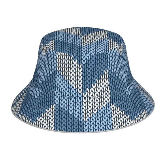 Xecao Cozy Knitted Blue Chevron Print Men and Women Night Reflective Hat Runner Cap Visor Bucket Hat Boonie Cap