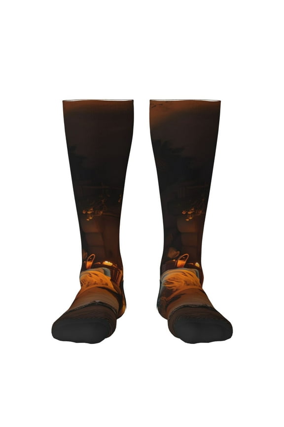 Cozy Tree Hole Cabin Print Compression Socks for Both Men And Women for Running, Travel, Flight, Nurse