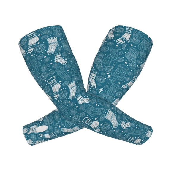 Xecao Cozy Winter Socks Pattern Print Cooling Arm Sleeves, UPF 50 UV Sun Protection Sports Compression ,Tattoo Cover Up ,Sports Sleeve for Basketball Golf Football