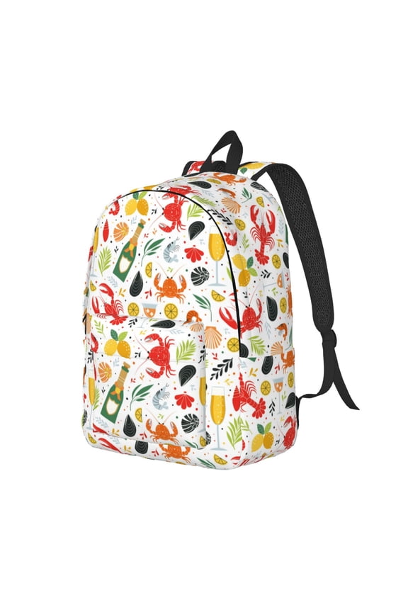 Crabs Shrimps Canvas College Laptop Backpack, a durable rucksack designed for both men and women, ideal for travel, school, and daily use-Medium