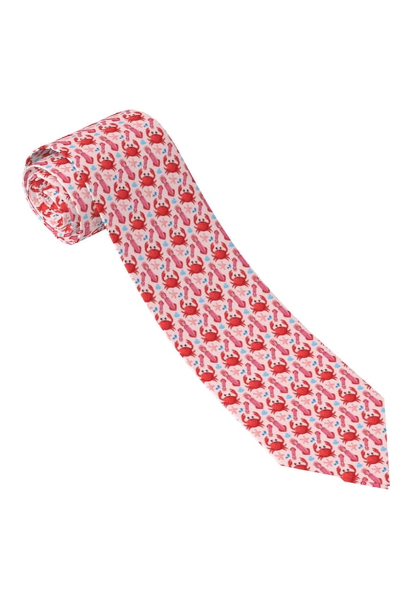 Crabs Starfish Print Tie For Men Necktie Woven Jacquard Neck Ties,Classic Men's Tie