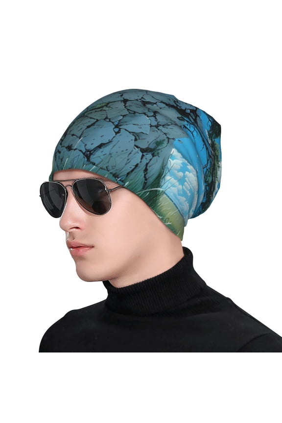 Cracked Earth Head Tree Print Beanie Knitted Hat for Men Women, Winter Fashion Knit Cuffed Caps Unisex