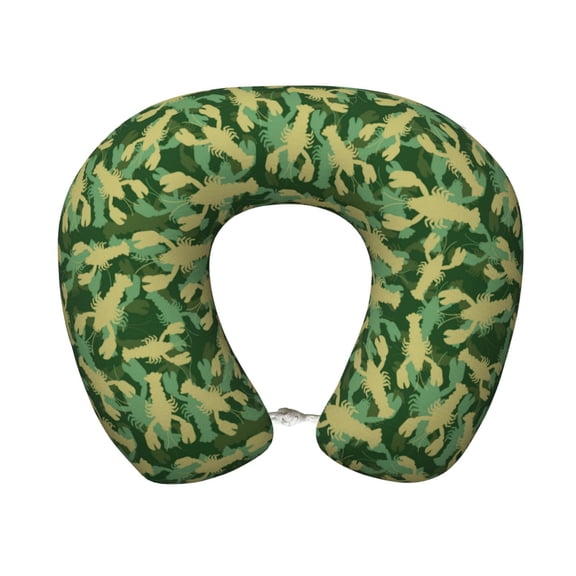 Xecao Crayfish Army Print Memory Foam Cervical Neck Pillow Versatile U-Shaped Pillows for Home,Office,Camping,Travelling,Soft Washable Cover