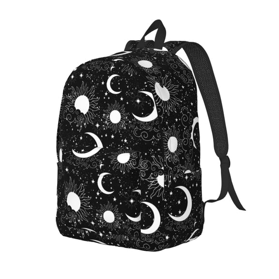 Xecao Crescent and Stars Canvas College Laptop Backpack, a durable rucksack designed for both men and women, ideal for travel, school, and daily use-Medium