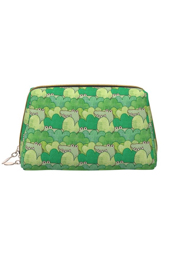 Crocodile And Bush Print Fashion Makeup PVC Bag Large Capacity Travel Cosmetic Bag for Women Organizer Toiletry Clutch