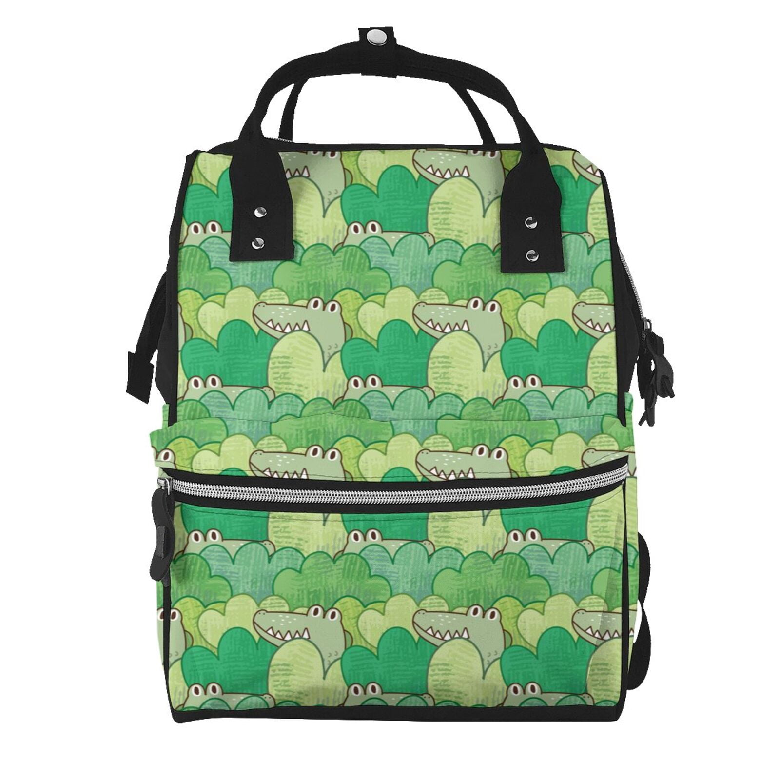 Xecao Crocodile And Bush print Large Capacity Nappy Bag is a multi-functional waterproof travel backpack, perfect as a nursing bag or mummy backpack for women