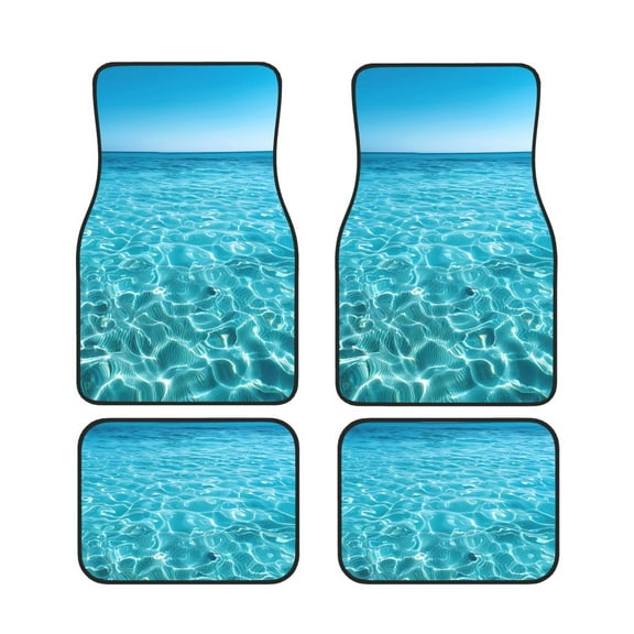 Xecao Crystal Clear Ocean Waves Print Car Foot Mat Set of 4 Pieces Neoprene All-Weather Dust-Proof Stain-resistantCar Interior Decorative mats Non-Slip Mats