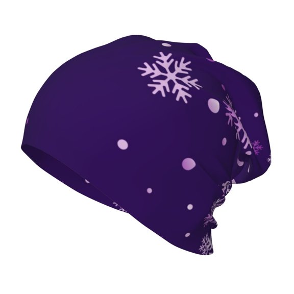Xecao Crystal Purple Snowflake Print Beanie Hat Toddler Girls Boys, Baby Hats Winter Warm Knitted Thermal, Kids Winter Caps