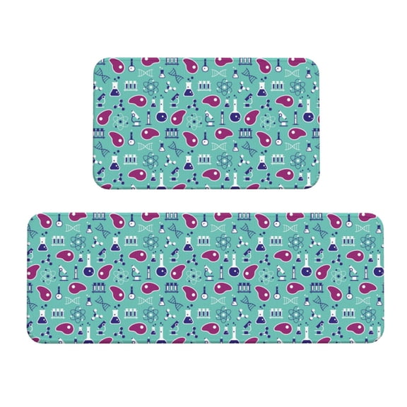 Xecao Cultured Meat Science Patten Kitchen Rugs and Mats Sets,2 Pieces Non-Slip Washable Rugs, Kitchen Mat for Floor,Suit for Kitchen Decor and Accessories