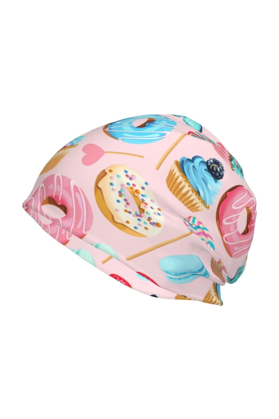 Cupcakes and Donuts Print Knit Hat,Winter Beanie for Men Women, Beanie Soft Warm Ski Stocking Cuffed Cap