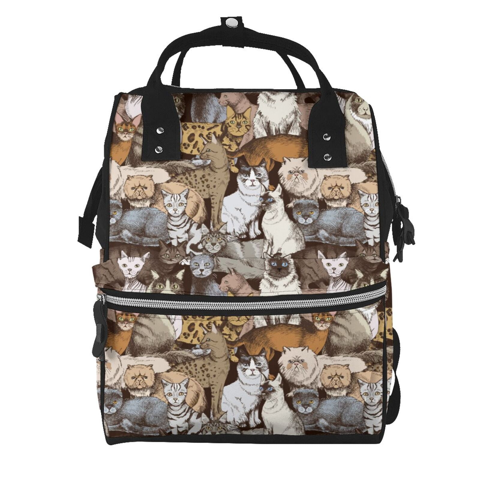Xecao Cut Cats print Large Capacity Nappy Bag is a multi-functional waterproof travel backpack, perfect as a nursing bag or mummy backpack for women