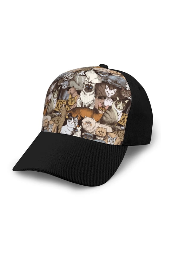 Cut Cats print unisex vintage washed baseball cap, a soft and adjustable hat perfect for any casual style.