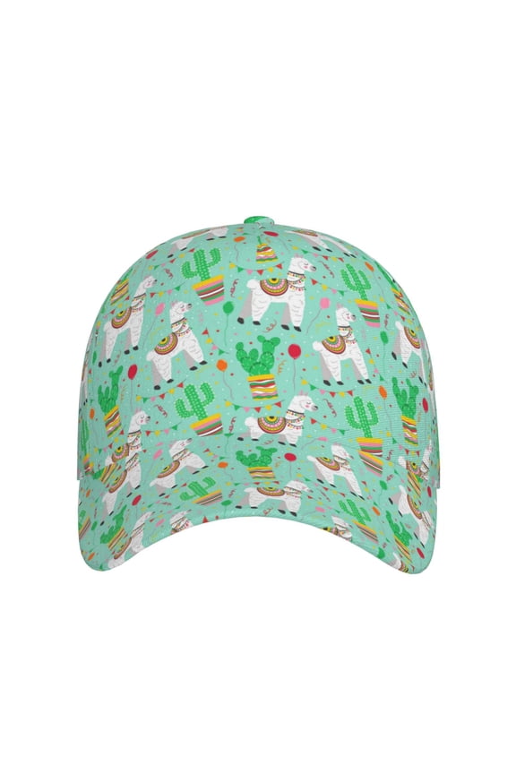 Cute Alpaca 1 for Baseball Cap: Unisex, crafted from classic polyester twill fabric, featuring a soft unconstructed design