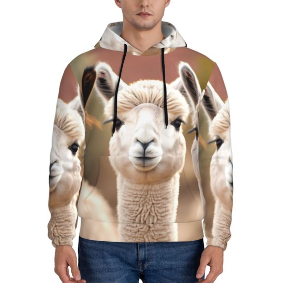 Xecao Cute Alpaca in Daze Pattern Men's Adult Pullover Hoodie,Hooded Sweatshirt-XX-Large