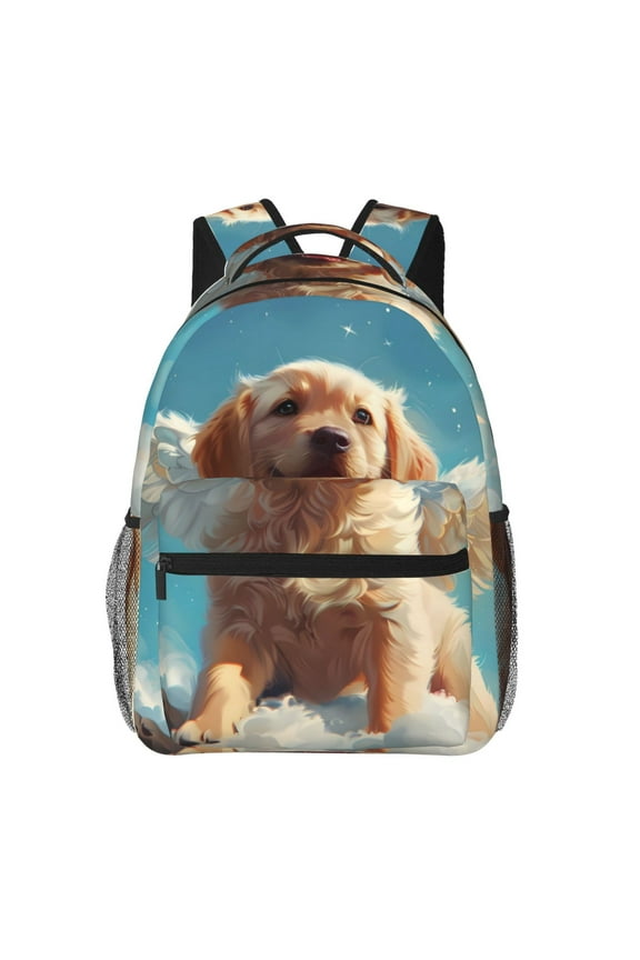 Cute Angel Winged Dog Backpack, a stylish and functional choice for both men and women, is the perfect basic bookbag for college, work, or travel