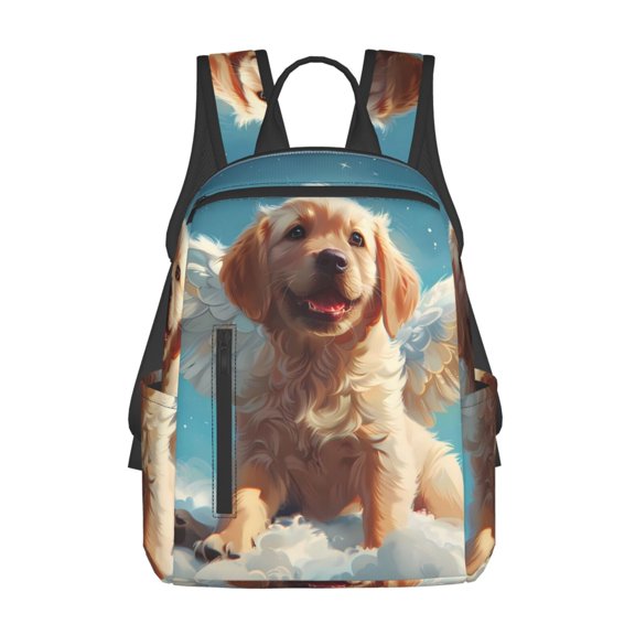Xecao Cute Angel Winged Dog print Backpack For women men Aesthetic Lightweight Travel Daypack Simple Cute Backpack For Bookbag