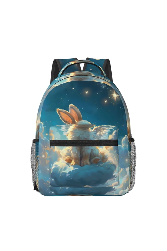 Cute Angel Winged Rabbit Travel Backpack: A spacious, stylish computer backpack ideal for men and women, perfect for college, school, or daily travels