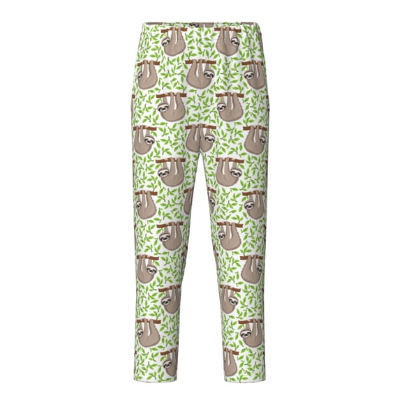 Xecao Cute Animal Sloth On A Branch Print Teenagers' Pajama Pants Long Sleep Pants Soft Elastic Waist Pajama Bottoms Elastic waist with 2 Pockets 5-16 Years-XS(5-6)