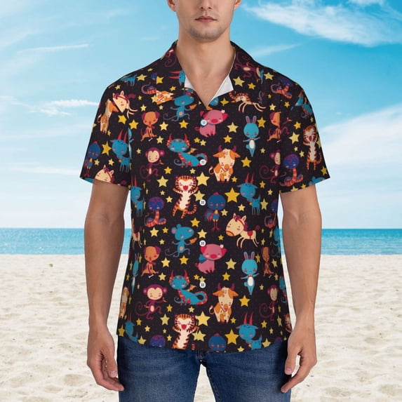 Xecao Cute Animals print Hawaiian shirt - a stylish short-sleeve button-down for men, perfect for casual beach and tropical outings.