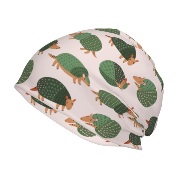 Xecao Cute Armadillo Print Knit Hat,Winter Beanie for Men Women, Beanie Soft Warm Ski Stocking Cuffed Cap