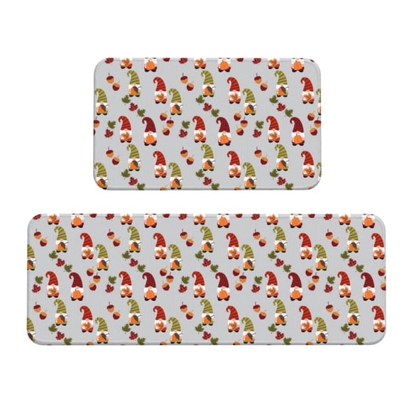 Xecao Cute Autumn Gnomes Patten Kitchen Rugs and Mats Sets,2 Pieces Non-Slip Washable Rugs, Kitchen Mat for Floor,Suit for Kitchen Decor and Accessories