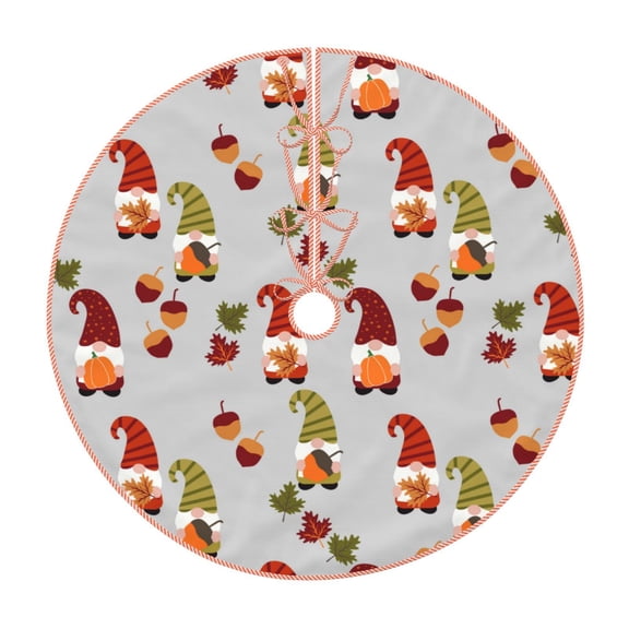 Xecao Cute Autumn Gnomes Pattern Christmas Tree Skirt Holiday Part Decorations for Christmas Tree, Farmhouse Christmas Decor Xmas Holiday Home Party Decorations-30"